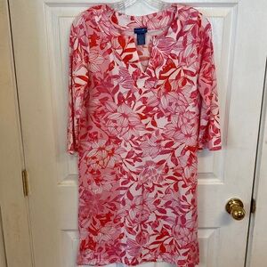 Caribbean Joe Pink & Red Floral Long Sleeve Dress